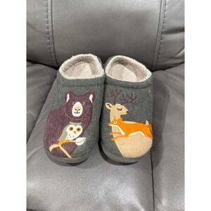 Womens L.L Bean Slippers Size‎ 8 Bear Owl Deer Fox Embroidered Cozy Lined House